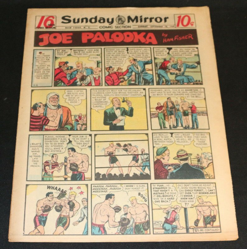1949 Sunday Mirror Weekly Comic Section September 18th (FN+) Superman Daisy Moo (1949), raw comic book in FN+ condition — front cover