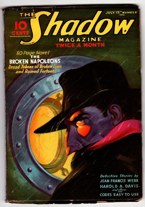 Pulp: Shadow 1936 July 15 -High Grade- Street AND Smith-Rare Pulp FN+ (1936), raw comic book in FN+ condition — front cover