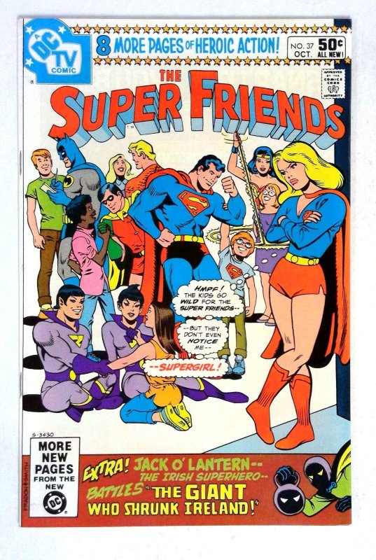 Super Friends #37 (DC Comics, 1980), raw comic book in VF/NM condition — front cover