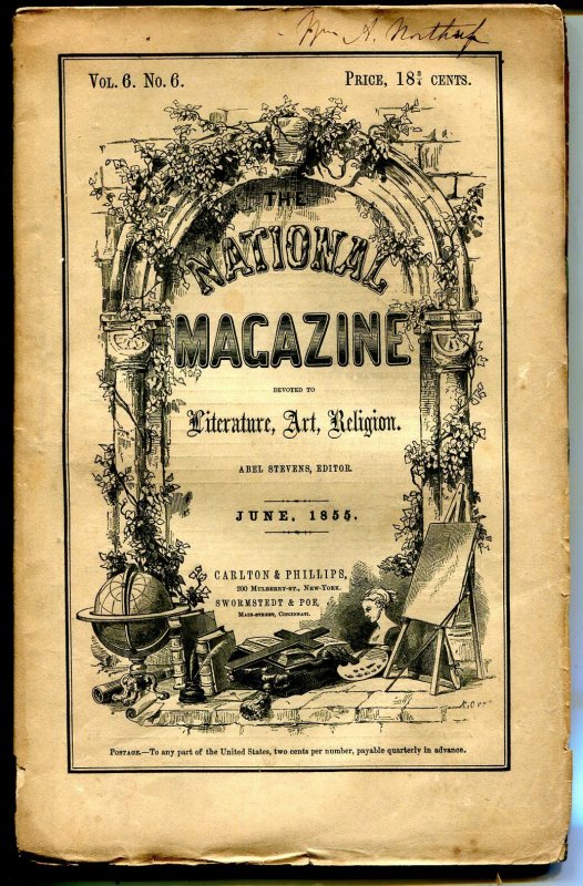 National Magazine 6/1855-pulp Format-unique-rare-pre-Civil War-VG, raw comic book in VG condition — front cover