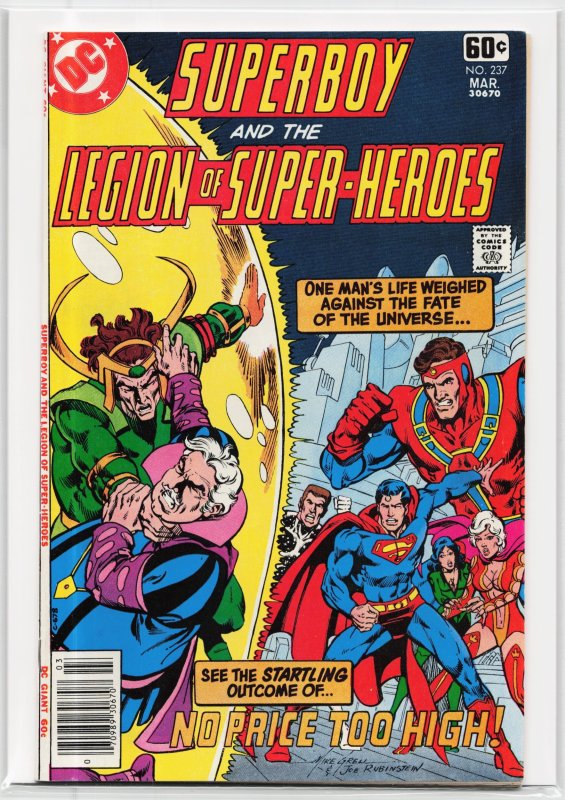 Superboy and the Legion of Super-Heroes #237 (DC Comics, 1978), raw, ungraded comic book — front cover