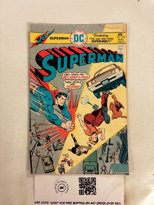Superman #290 (DC Comics), raw comic book in VG condition — front cover