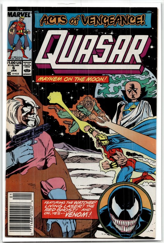 Quasar #6 (Marvel Comics, 1990), raw, ungraded comic book — front cover
