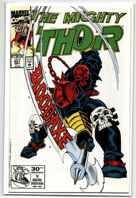 The Mighty Thor #451 (Marvel Comics, 1992), raw, ungraded comic book — front cover