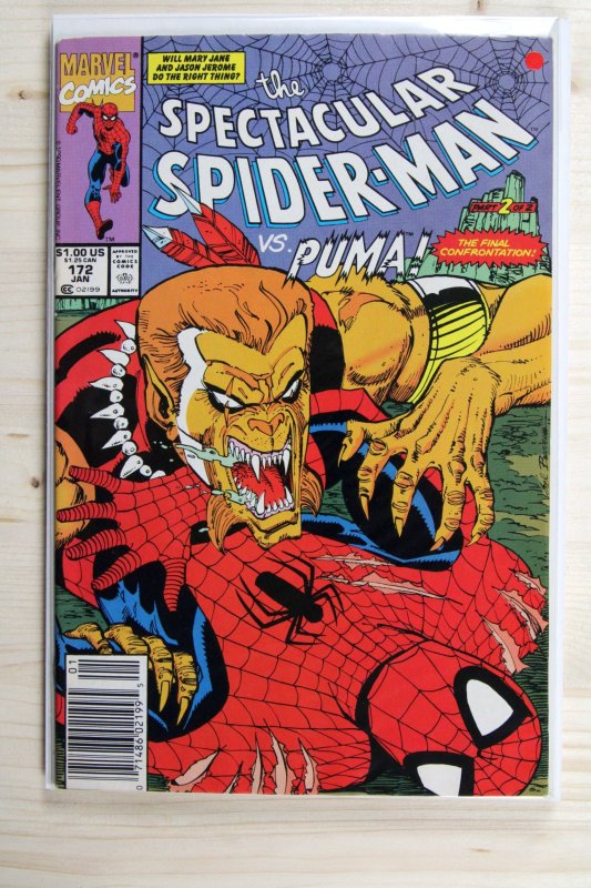 The Spectacular Spider-Man #172 (Marvel Comics, 1991), raw comic book in NM- 9.2 condition — front cover