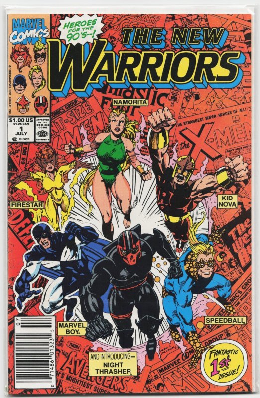 The New Warriors #1 (Marvel Comics, 1990), raw, ungraded comic book — front cover