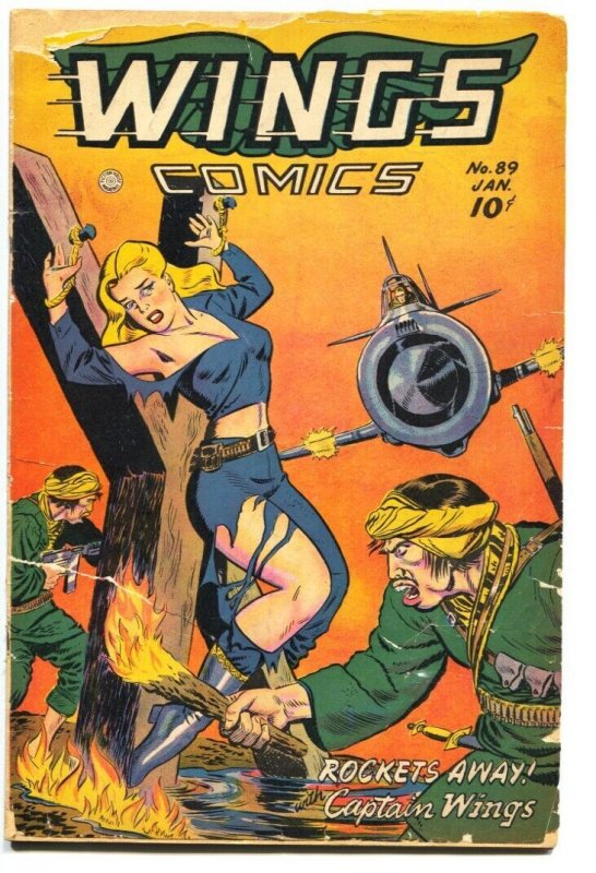 Wings #89 (Fiction House), raw comic book in FR condition — front cover