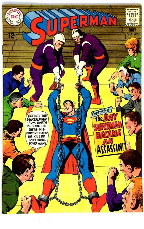 Superman #206 (DC Comics, 1968), raw comic book in VF condition — front cover
