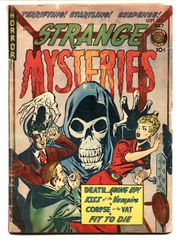 Strange Mysteries #7 (1952), raw comic book in VG condition — front cover
