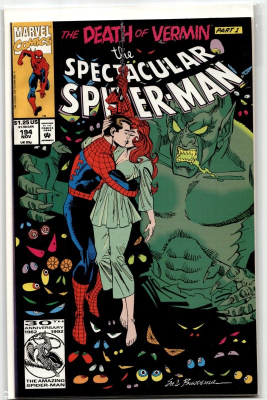 The Spectacular Spider-Man #194 (Marvel Comics, 1992), raw, ungraded comic book — front cover