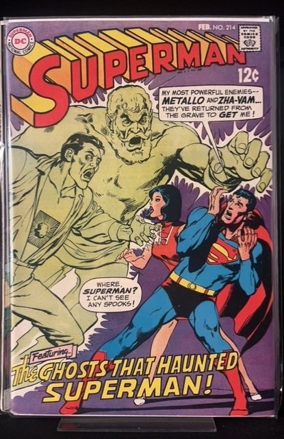 Superman #214 (DC Comics, 1969), raw, ungraded comic book — front cover