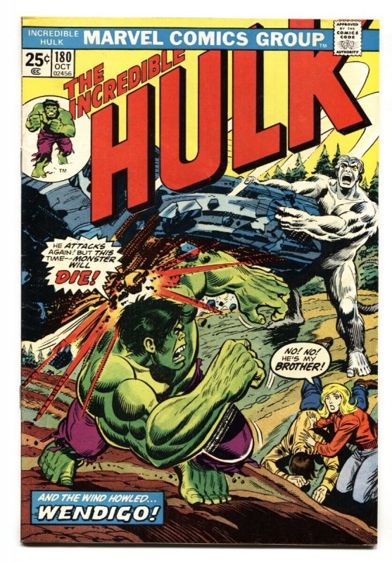 Incredible Hulk #180 (Marvel Comics, 1974), raw, ungraded comic book — front cover