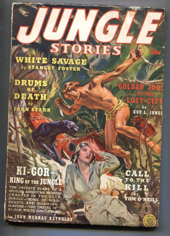 Jungle Stories Pulp #1 (Fiction House, 1938), raw, ungraded comic book — front cover