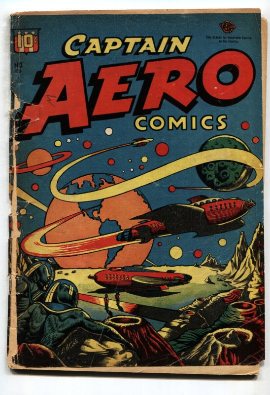 Captain Aero #26 (1945), raw, ungraded comic book — front cover