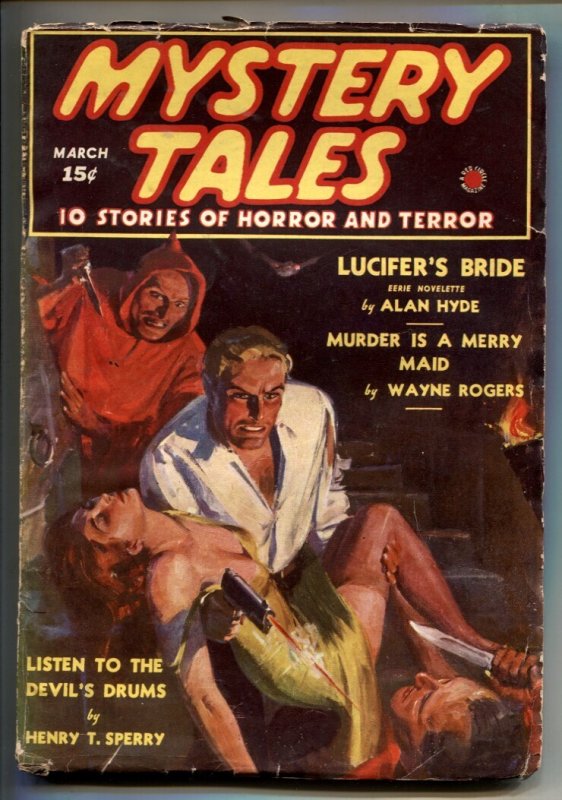Mystery Tales Pulp March 1938- Lucifer's Bride- Rare Marvel/Timely (1938), raw, ungraded comic book — front cover