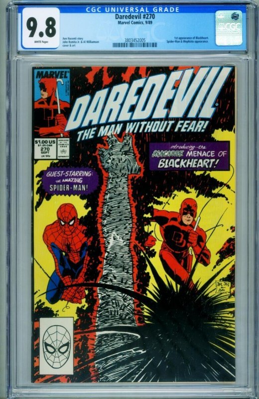 Daredevil #270 (Marvel Comics, 1989), CGC 9.8 graded comic book, Universal Blue label — front cover in its holder