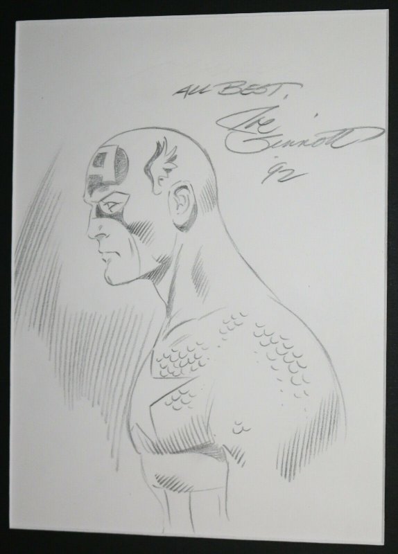 Captain America Side Bust Pencil Commission - 1992 Signed art by Joe Sinnott (1992), raw, ungraded comic book — front cover