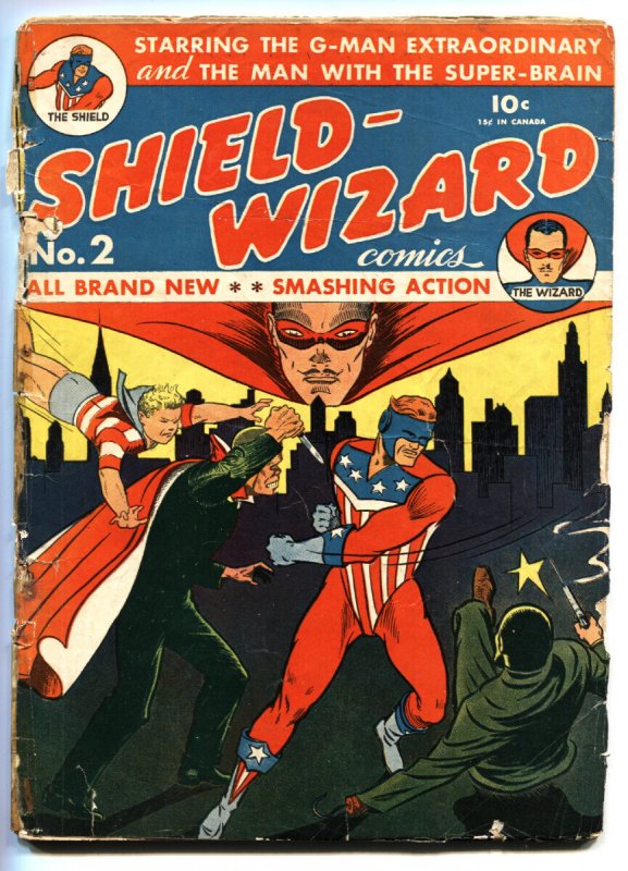 SHIELD Wizard Comic #2 (MLJ Magazines, 1940), raw, ungraded comic book — front cover