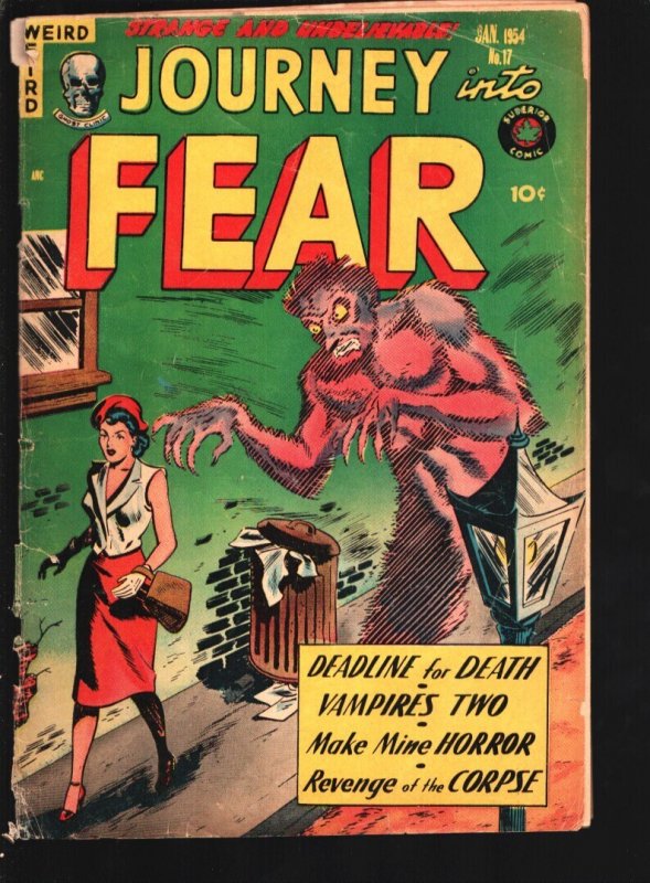 Journey into Fear #17 (1954), raw, ungraded comic book — front cover