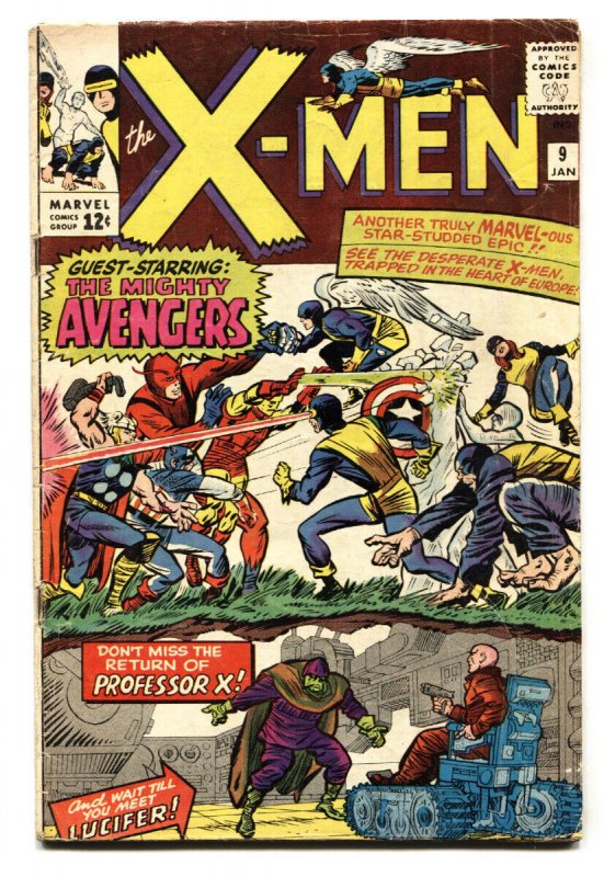 X-Men #9 (Marvel Comics, 1965), raw, ungraded comic book — front cover