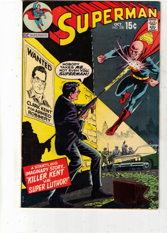 Superman #230 (DC Comics, 1970), raw comic book in FN condition — front cover