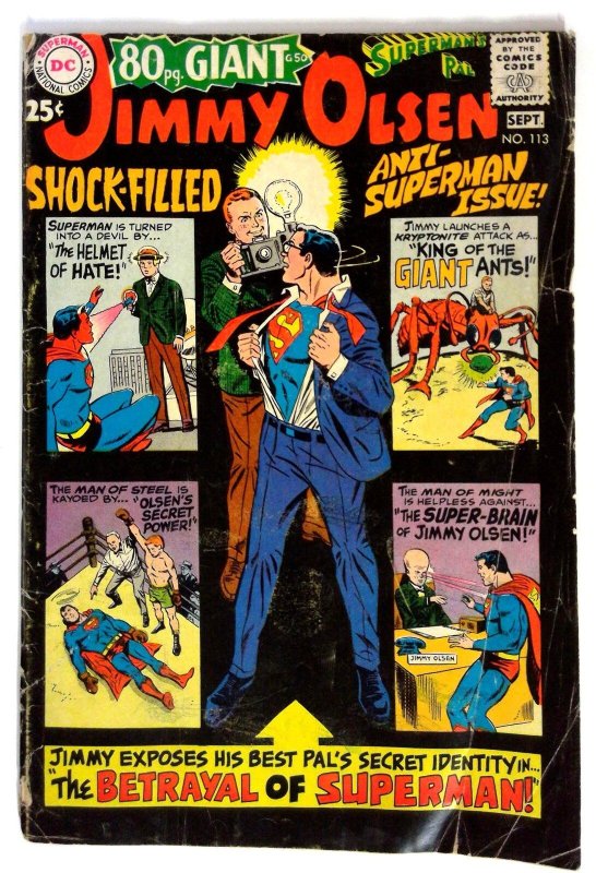 Superman's Pal Jimmy Olsen #113 (DC Comics, 1968), raw comic book in VG condition — front cover
