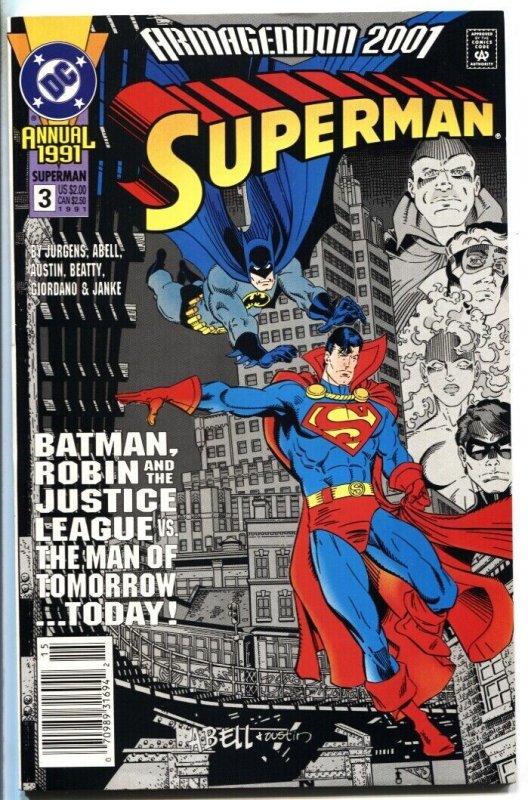 Superman Annual #3 (DC Comics, 1991), raw comic book in NM- condition — front cover
