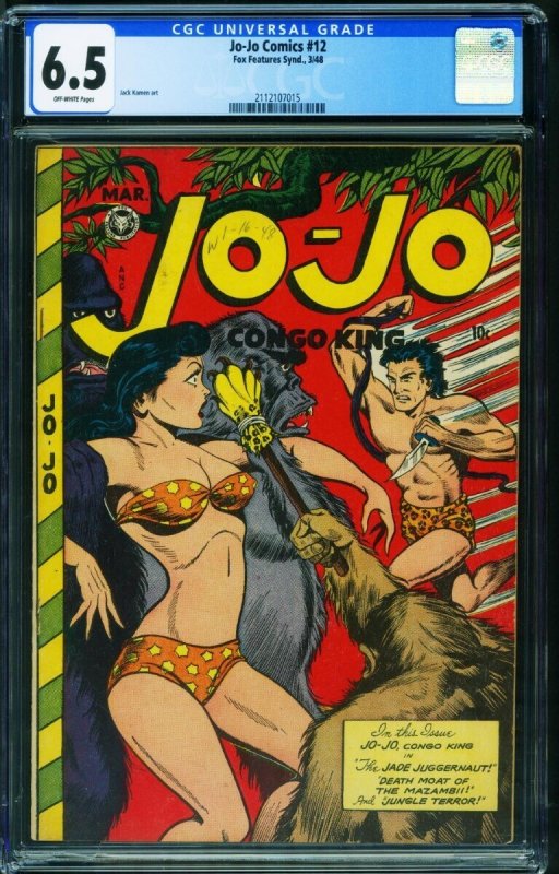 Jo-Jo Comics #12 (1948), CGC 6.5 graded comic book, Universal Blue label — front cover in its holder