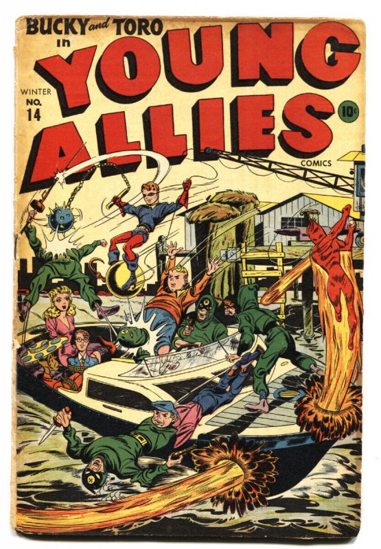 Young Allies #14 (Timely Comics, 1944), raw, ungraded comic book — front cover