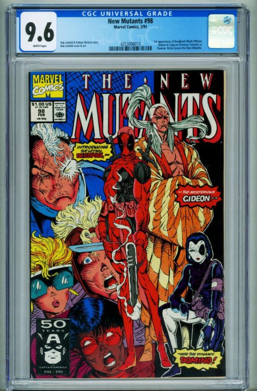 New Mutants #98 (Marvel Comics, 1991), CGC 9.6 graded comic book, Universal Blue label — front cover in its holder
