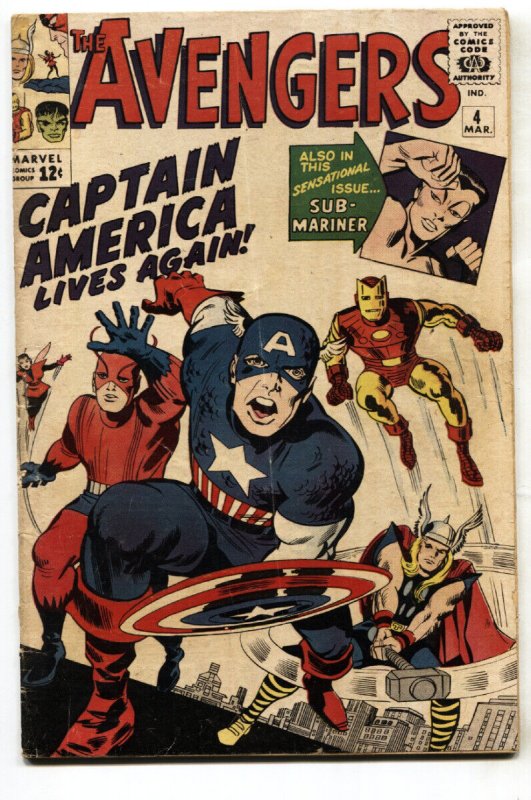 Avengers #4 (Marvel Comics, 1964), raw, ungraded comic book — front cover