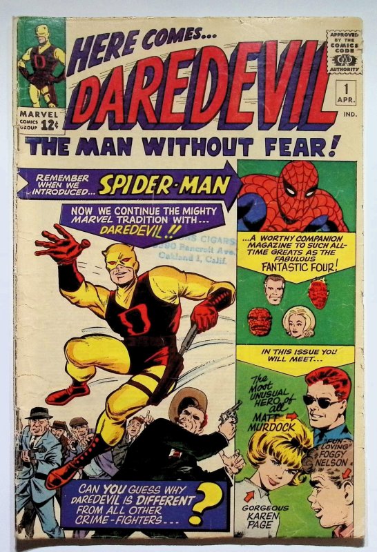 Daredevil #1 (Marvel Comics, 1964), raw, ungraded comic book — front cover