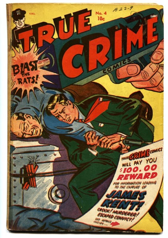 True Crime #4 (1948), raw, ungraded comic book — front cover