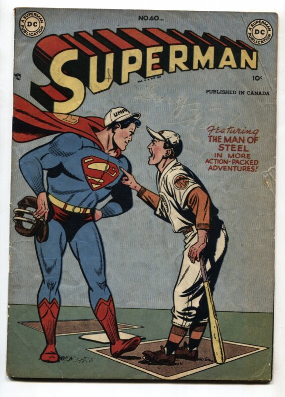 Superman #60 (DC Comics, 1949), raw, ungraded comic book — front cover